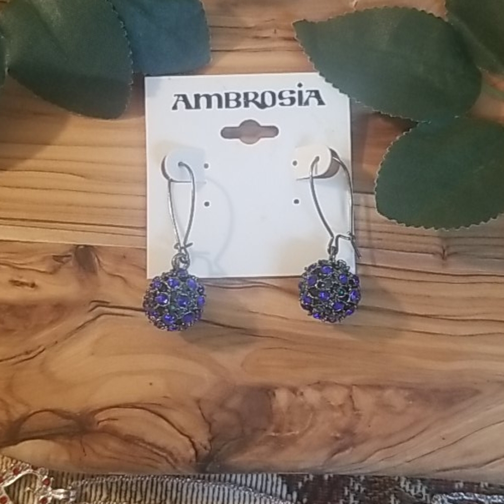 Ambrosia Ladies Earrings  Blue 1.5 in long